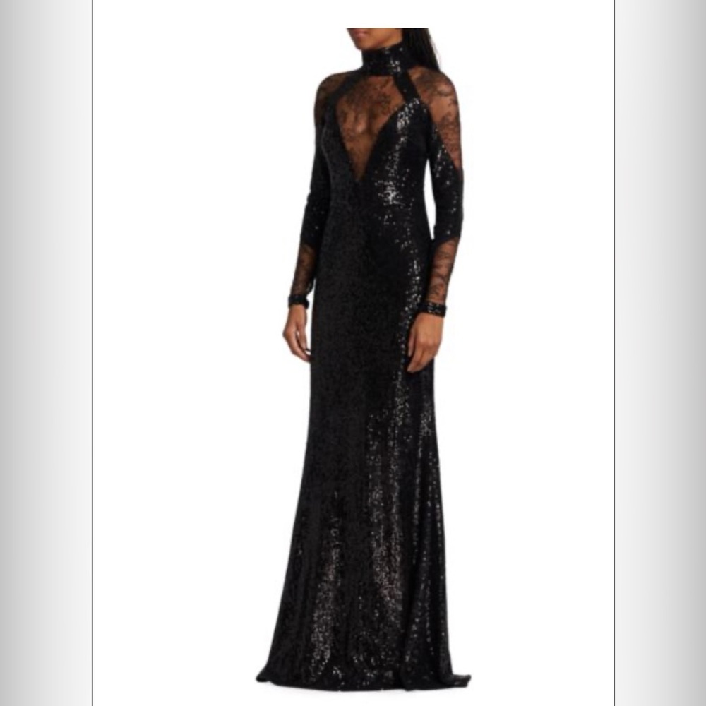 Elie Saab Lace & Sequin-Embroidered Gown